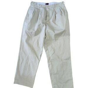 Vtg Bugle Boy Classic Chino Pants Mens 34x32 Khaki Pleated Front 100% Cotton 90s